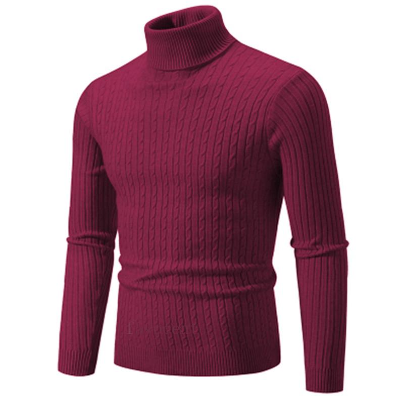 Slim Fit Turtleneck Sweater Men Autumn Winter Fashion Knitted Pullovers Mens Solid Color Warm Turtleneck Knitwear Pullover Man