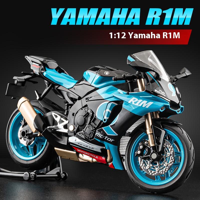 1/12 Yamaha R1M Car Model Simulation Sound and Light Belt Base Motorcycle Toy Ornaments To Give Your Boyfriend Gift