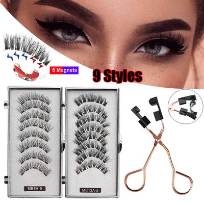 Apply Handmade Reusable Five Magnets Magnetic Eyelashes No Glue Needed Eyelashes With Applicatore
