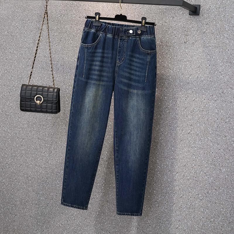 

Новые зимние длинные брюки больших размеров женские джинсы джинсовые шаровары свободные повседневные брюки из хлопка 4XL синий