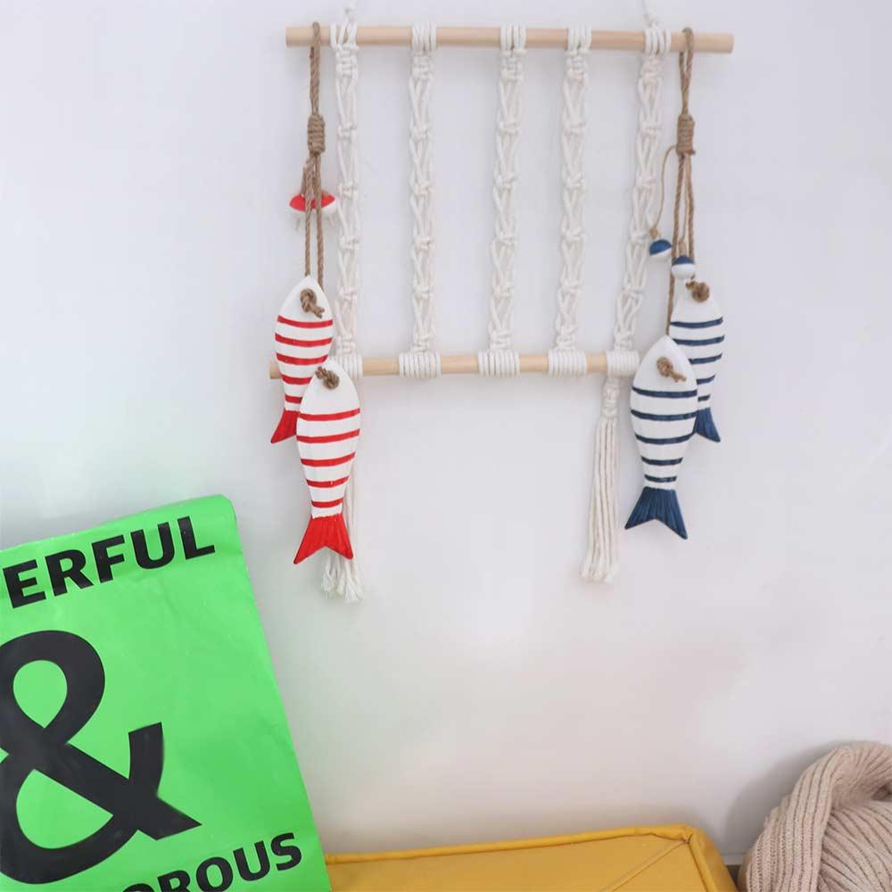 Vintage Nautical Fish Hanging Ornament Ocean Series Carving Fish Wall Decoration Restaurant Home