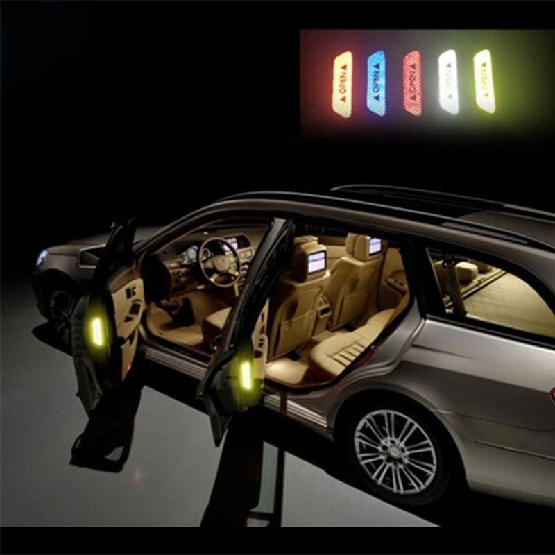4Pcs Universal Warning Mark Reflective Tape Car Door Sticker Decals Vehicle Safety Night Reflector