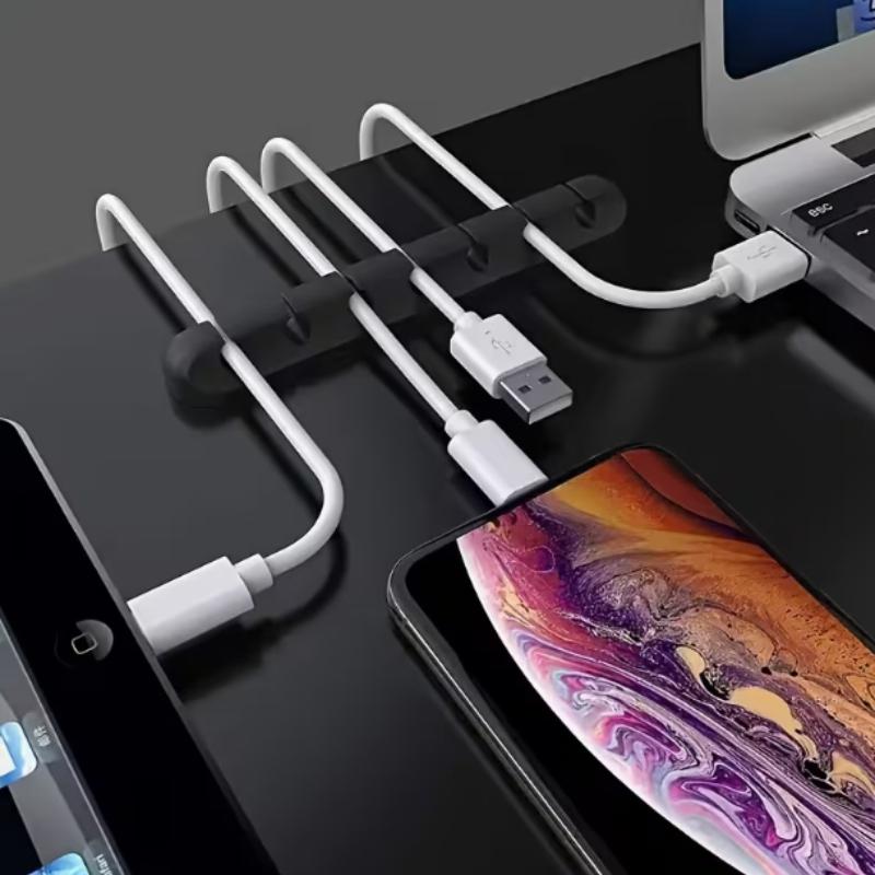 2pcs Heavy-Duty Cable Organizer Clips with Multiple Slots - Desk Cable Management System, Non-Slip Base, for Office, Home