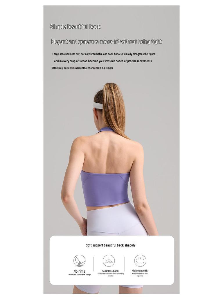 Align Series: European & American Sports Halter Neck Gathered Fitness Bra & Yoga Vest