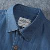 Men's Plus Size Summer Cotton Denim Short Sleeve Casual Lapel Shirt