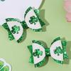 2Pcs Easter Clover Bow Hair Clip Sparkly Green Sequins Barrette Glitter Spring Shamrock Haipins Hair Accessories Headwear