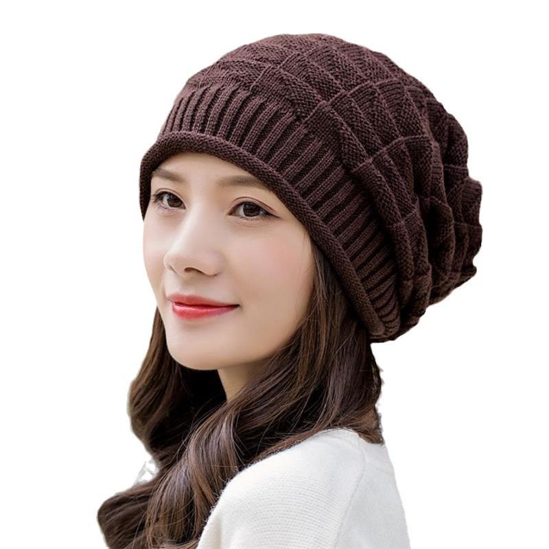 Korean Style Women's Winter Knitted Wool Beanie with Ear Protection - Casual, Slouchy, Windproof, and Maternity-Friendly