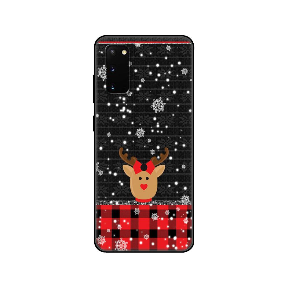 

Black tpu Case For Samsung galaxy S20 /S20 PLUS/S20 ultra/S20+ /S20FE back cover Merry Christmas Cute Snowman New Year SamsungS20 Ultra