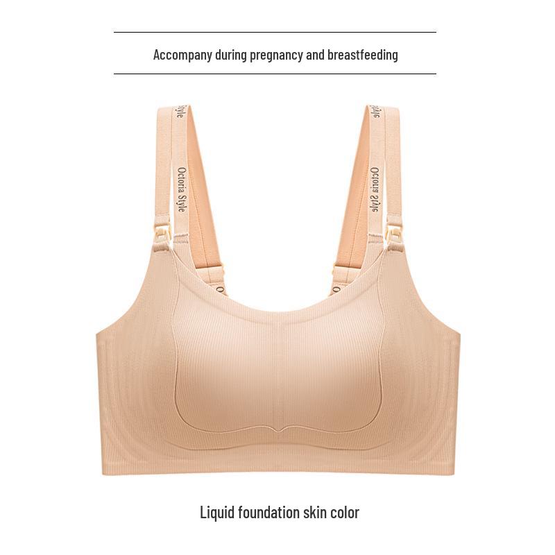 Hands-Free Maternity Nursing Bra with Pump Access, Wire-Free, Postpartum Support, Open-Buckle Design.