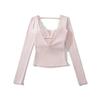 Women's Pure Desire Lace Trim Long Sleeve Slim Fit Top with Chest Pads - Ideal for Spring and Autumn