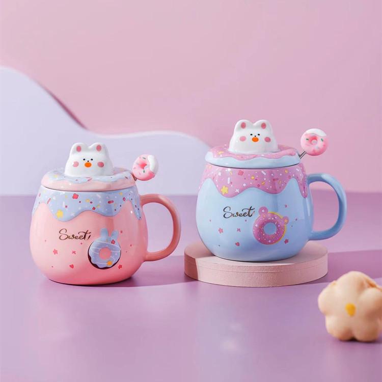 Super Cute Home Office Three-dimensional Animal Cat Cute Ceramic Water Cup High Value Mug with Lid Coffee Cup