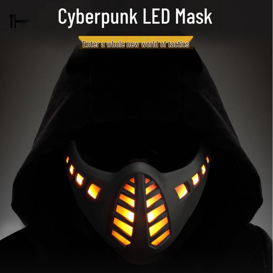 Cyberpunk LED Half Face Mask - Halloween Party Costume Accessory