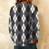 Women's Casual Plaid Print Long Sleeve Button Front Knit Cardigan Sweater Outerwear