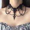 Vintage Retro Lolita Gothic Lace Pearl Choker Necklace Pendant Adjustable Chain Halloween Party Costume Jewelry Women's Fashion