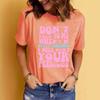 Women's Casual Slogan Print Round Neck Short Sleeve T-Shirt