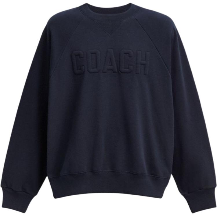 

Coach Solid Color Letter Embroidered Crew Neck Pullover Loose Long Sleeve Sweatshirt Men sweatshirt Navy-Blue CY395-B5H L