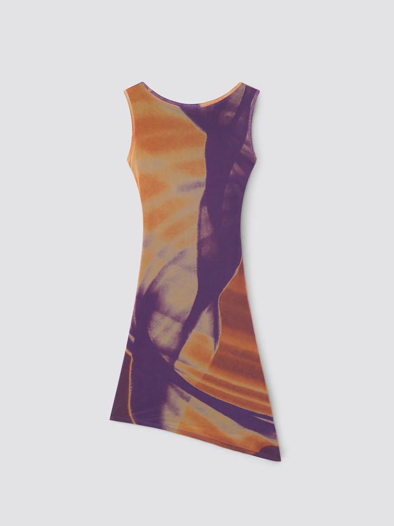 Women's Sleeveless Bodycon Mini Dress High Waist Tie Dye Print Asymmetric Hem Sexy Summer Party Club Short Dress Polyester Slim Dress