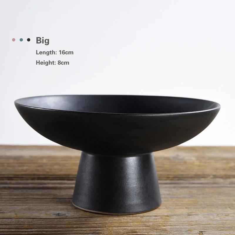 Living Room Household Snacks Tribute Plate Bowl Light Luxury Tea Table Blue and White Ceramic High Foot Tea Tray Fruit Plate