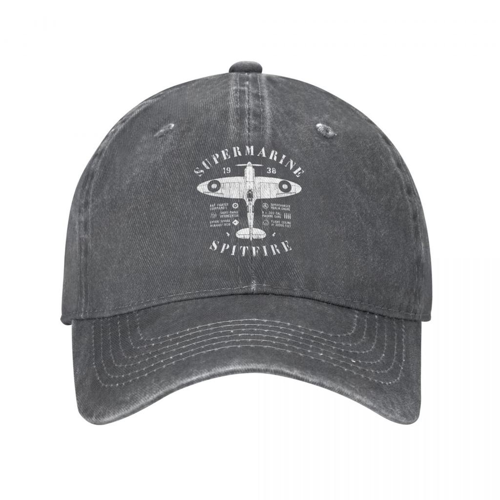 Berretto da Baseball Supermarine Spitfire Classico Tessuto Denim Usurato Aereo da Caccia Pilota Aereo Berretto per Aerei per Unisex Cappelli da Esterno Berretto