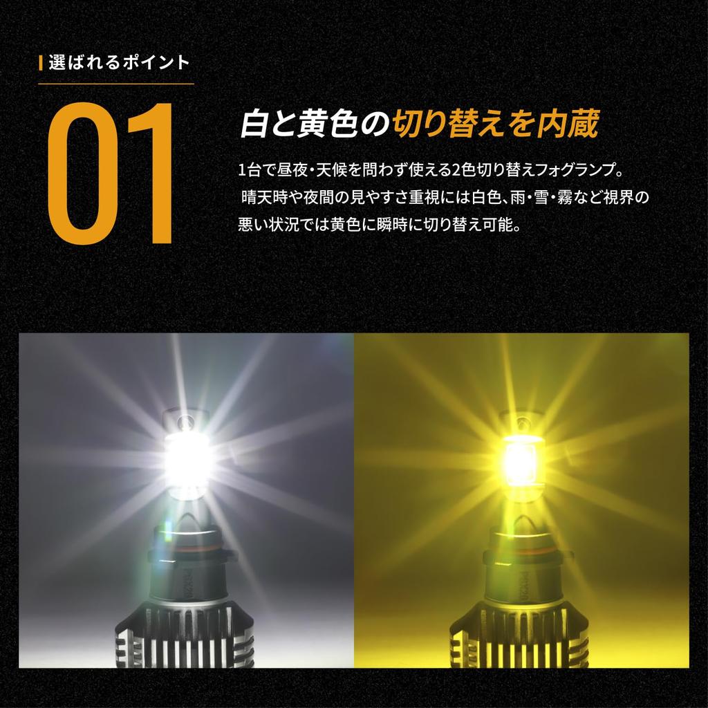 PSX26W LED Fog Lights for Toyota Vehicle Inspection Left and Right Set Takenous_Plus Hiace, Two-Color Switching, Yellow/White, 6,500lm, Compliant,