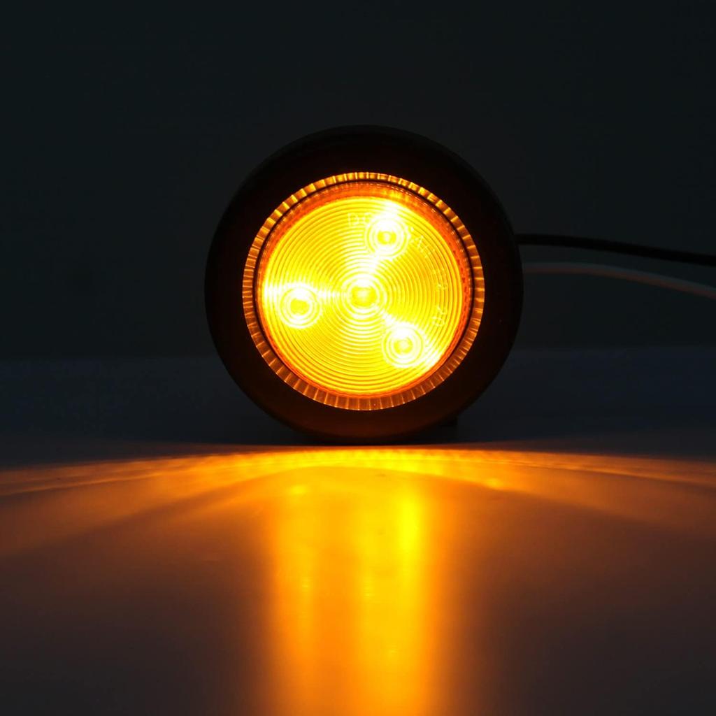 10Pcs 2 Inch Round LED Side Marker Clearance Lights For Trailers, 5 Amber And 5 Red Sealed 2 Round LED Trailer Marker Lights 4 LEDs W/Rubber Grommet