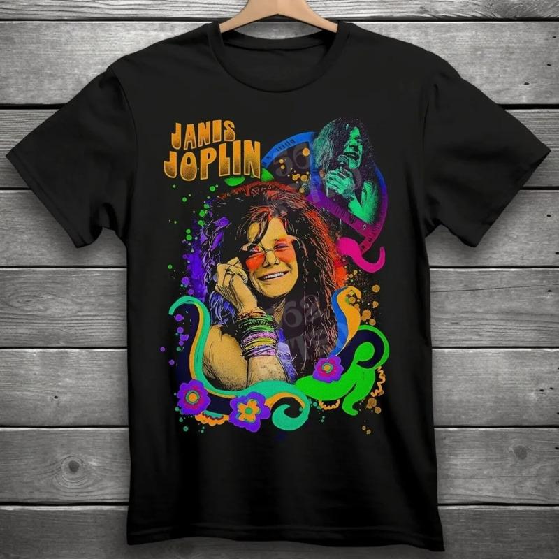 Camiseta Janis Joplin Classic Rock Band Preta S-3xl S разноцветный