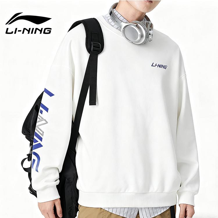 Li Ning Sports Fashion Series Round Neck Skin-Friendly Comfortable Trendy Versatile Sweatshirt Unisex Sweatshirt AWDUD44-1