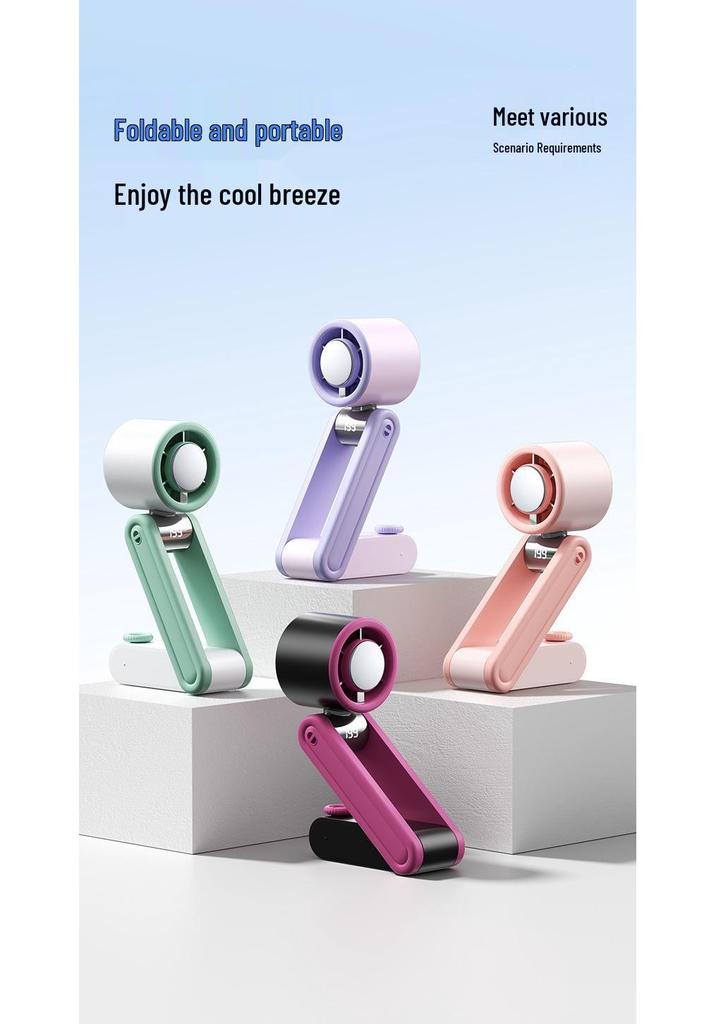 2026 High-Speed Handheld Fan with Digital Display, 199 Gears, Ice Pack Cooling, Turbine, Three-Fold Design & Lanyard.