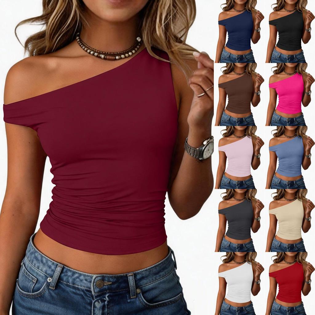 Women’s Off Shoulder Fitted Y2K Streetwear Short Sleeve Crop Top Casual Ruched Design Slim Fit Tee for Daily Wear
