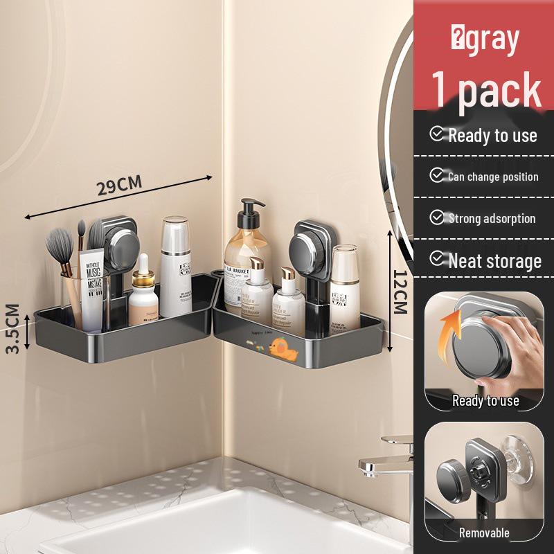 Wow Sink Suction Cup Corner Storage Rack – No-Drill Draining Vanity Organizer