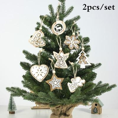 Weihnachten Holzhandwerk Stern Herz Elch Engel Glocke Weihnachtsbaum Hängeanhänger Ornamente Weihnachten Par