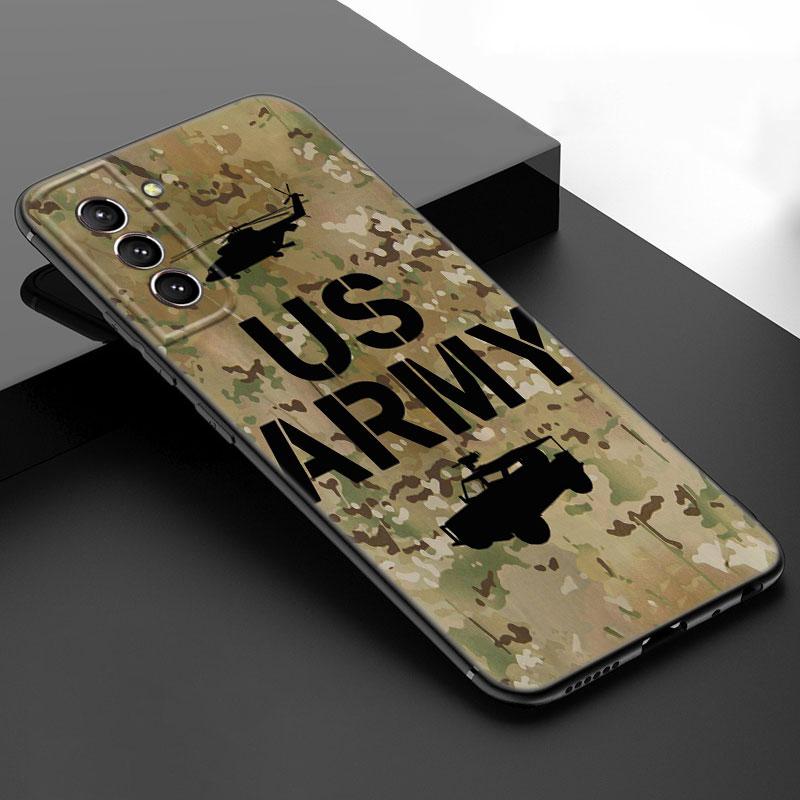 Camouflage Camo Army Black Silicone Phone Case For Samsung Galaxy S23 S21 S20 FE S24 S22 Ultra S10E S10 S9 S8 Plus