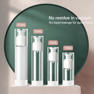 30ml 50ml 100ml Przezroczysta Bezpowietrzna Butelka z Pompką do Kosmetyków Rozmiar Podróżny Dozownik Pojemnik na Makijaż do Kremu Żelu Balsamu