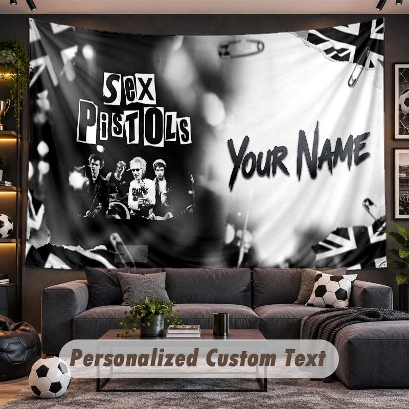 Wall Hanging Tapestry Custom NameSex Pistols Pattern Personalized Printed Fabric Wall Decor