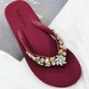 Slippers Women Glitter Flip Flops Summer 2024 Fashion Outdoor Rhinestone Chain Wedge Beach Slippers Jelly Hawaiian Flat Sandals