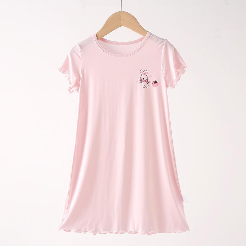 

Хлопковый пижамный комплект для девочек класса А на весну/лето: Милая домашняя одежда с круглым вырезом для среднего ребенка - В комплекте осенние брюки 110 (25-35 lbs)