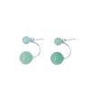 New S925 Sterling Silver Green Aventurine Double Round Bead Stud Earrings - Retro Chinese Style for Women