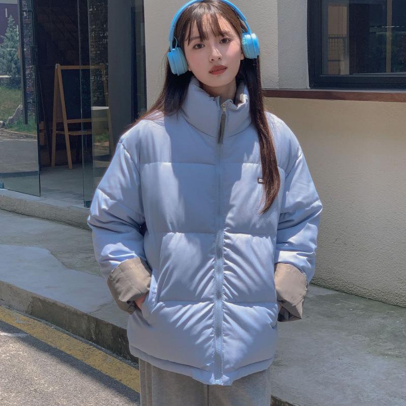 Women's Cotton-Padded College Style Jacket, 2024 Autumn/Winter Edition - Short, Loose, and Thickened in Candy Colors.