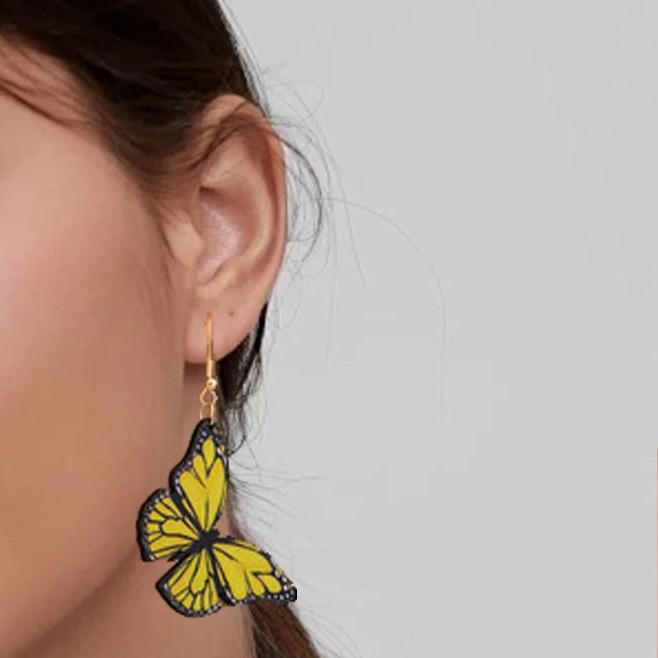 New Butterfly Pendant Earrings Colorful Butterfly Wooden Earrings Earrings