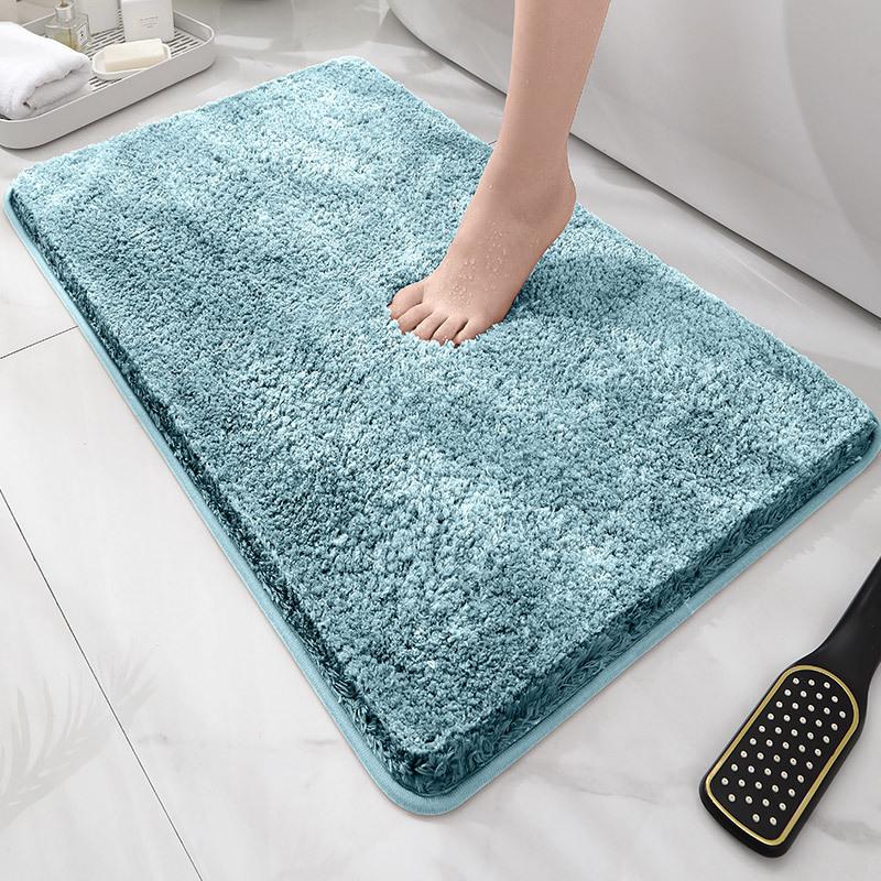 Modern Minimalist Solid Color Floor Mat, Square Long Plush, Thickened Absorbent Carpet, Bathroom Door Mat, Non Slip Mat