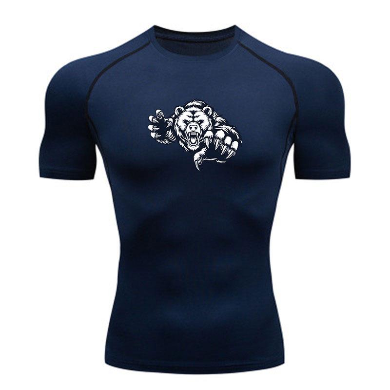 Men's Compression Athletic T-Shirt, Angry Wild Bear Graphic