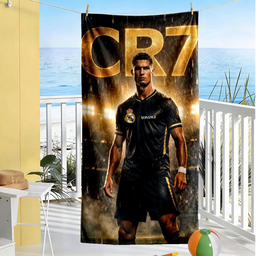 Cr7 Fußballlegende Strandtuch Superweich & Saugfähig Bequem Leicht Perfekt für Reisen Yoga Camping und Schwimmen