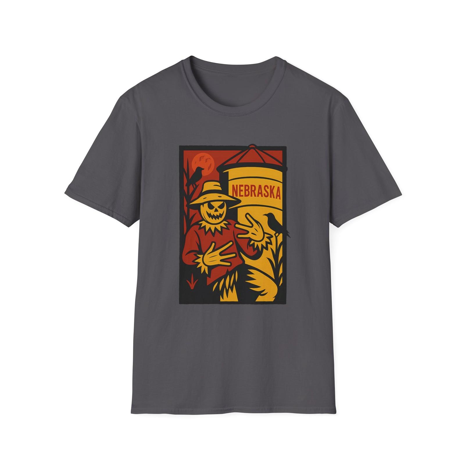 Unisex Softstyle Nebraska Scarecrow Halloween T-Shirt Mens Womens Tees Top - Rustic Fall S