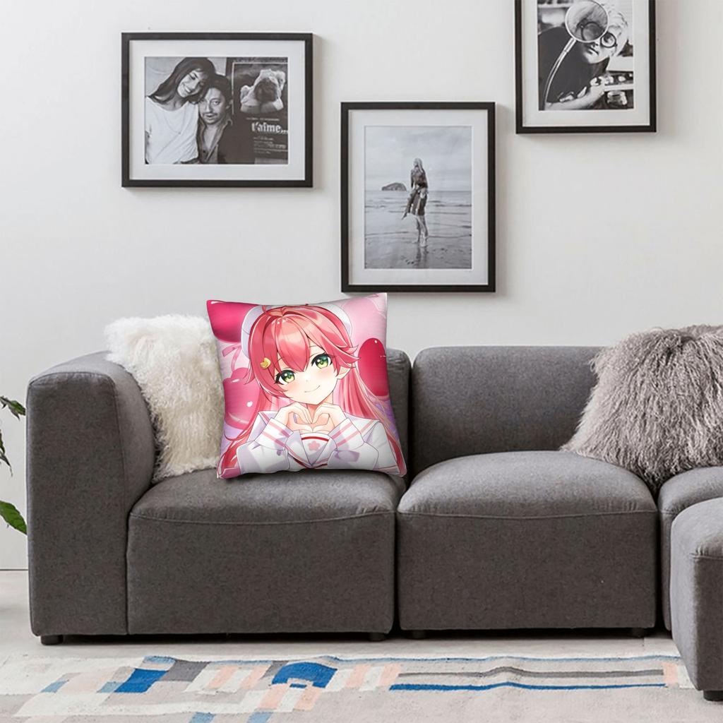 Hot Girl Kawaii Sakura Miko Pillow Case Graphic Pillow Cover Fashion Pillowcases For Sofa Home Decoration