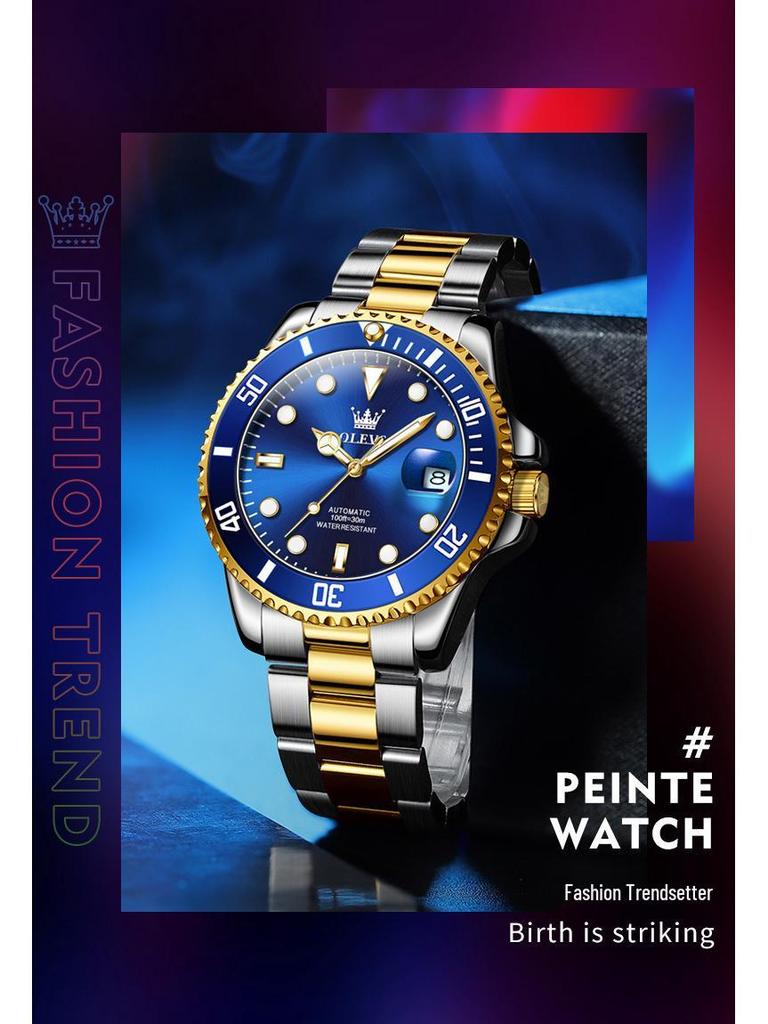 Oliss Green Water Ghost Automatische Leuchtende Wasserdichte Herrenuhr