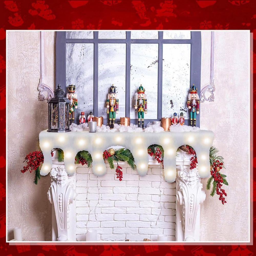 with LED Lighted Christmas Snow Blanket Warm White Thickened Fluffy Faux Snow Sheet Xmas Artificial Holiday Decor