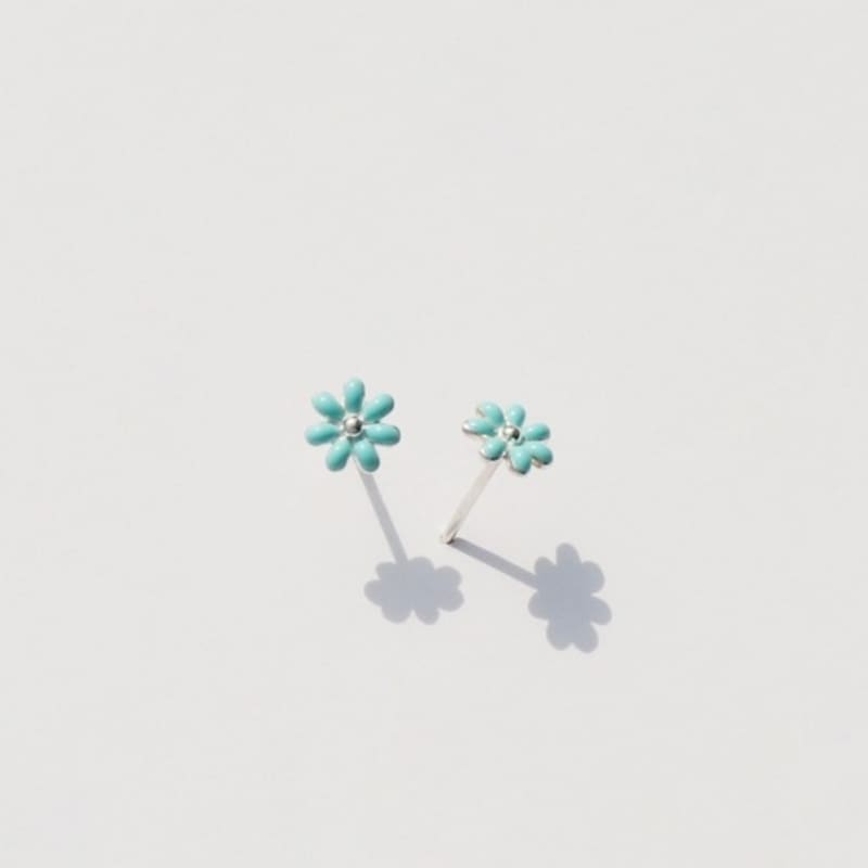 BONBEAU Soft color daisy pin earrings, silver 925 color flower daisy earrings