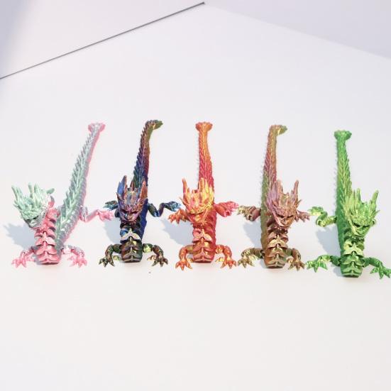 3D Printed Chinese Loong Figurine Movable Joints Standing Dragon Figure Articulated Dragon Model Fidget Toy Desktop Decoration Ornament