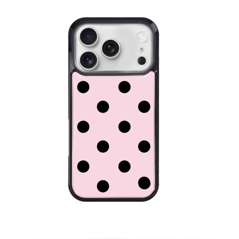 INS Korean Trendy Pink Black Polka Dots Phone Case For iPhone17ProMax Air 16 E 15 14 12 13 11 Pro Plus Anti Fall Matte Y2k Cover