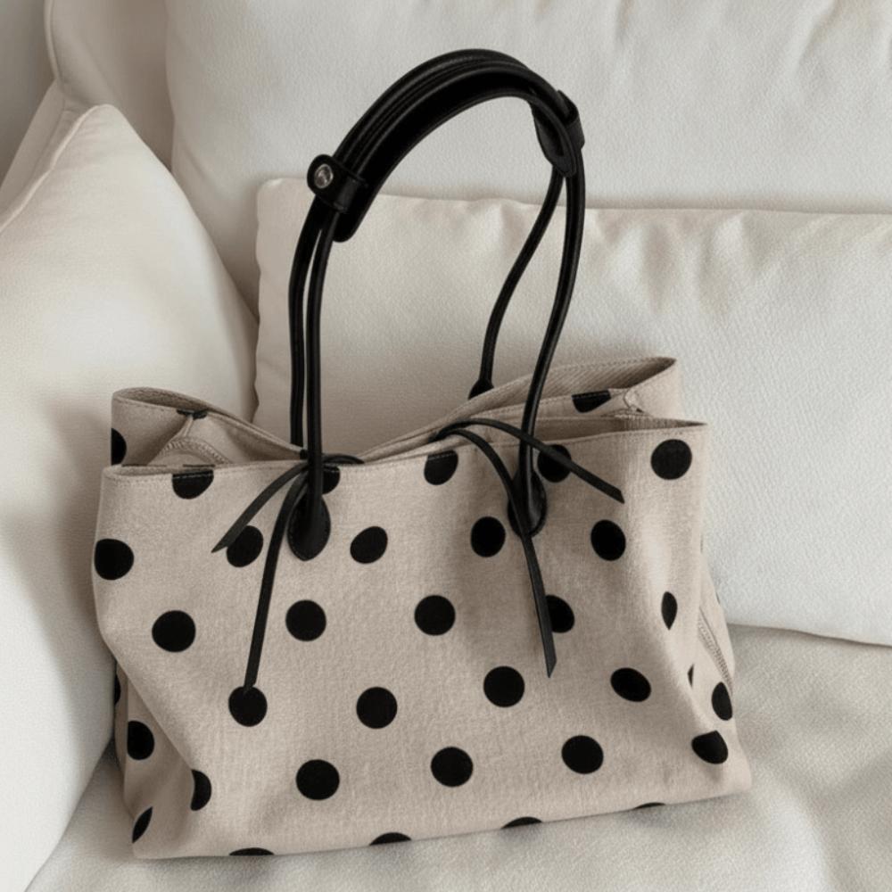 Solid Black Nylon Tote Bag Multi-compartment Large Capacity Handbag Commuting
